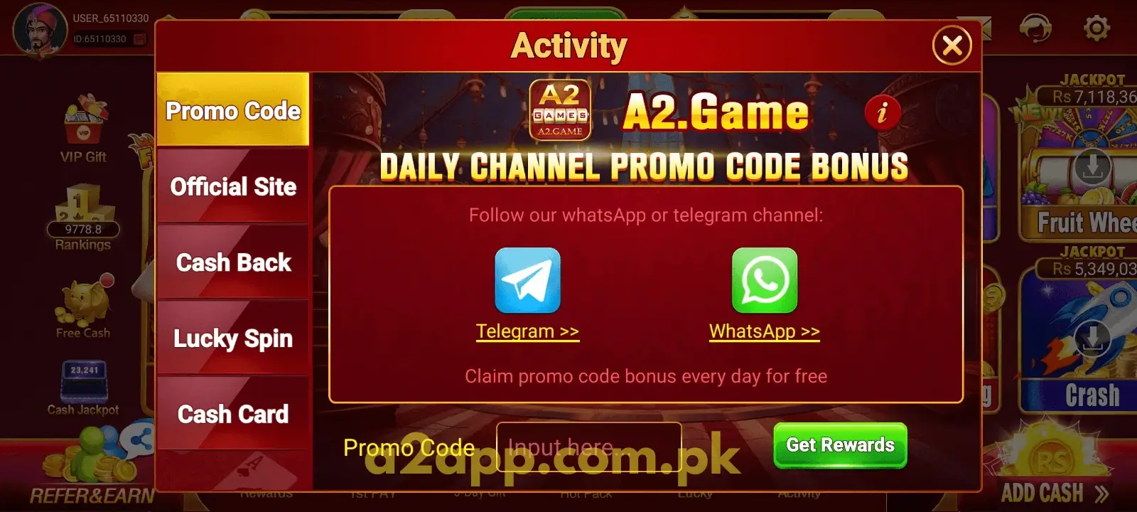 A2 Game Activity Promo Code
